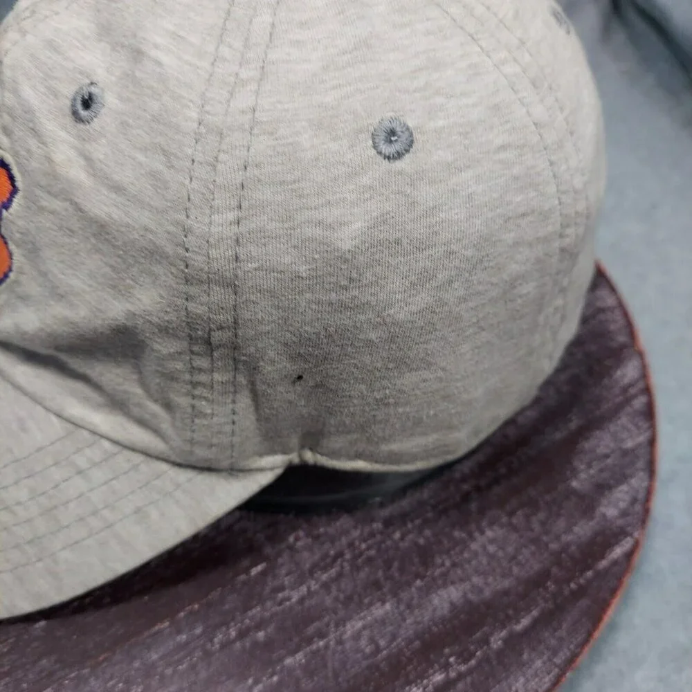 Gray Clemson Tiger Paw Hat Adjustable College Football Discolor on Strap